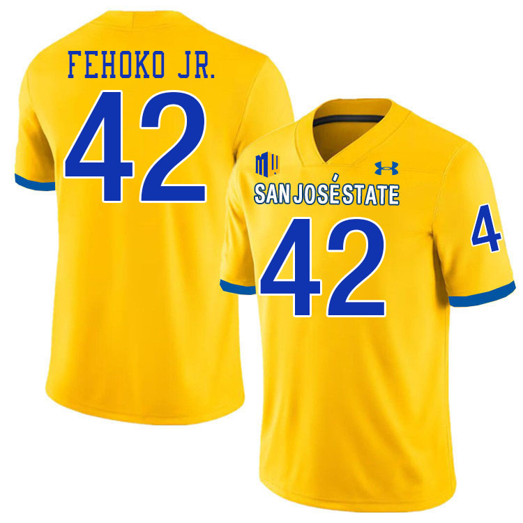 San Jose State Spartans #42 Viliami Fehoko Jr. College Football Jerseys,Uniforms-Gold